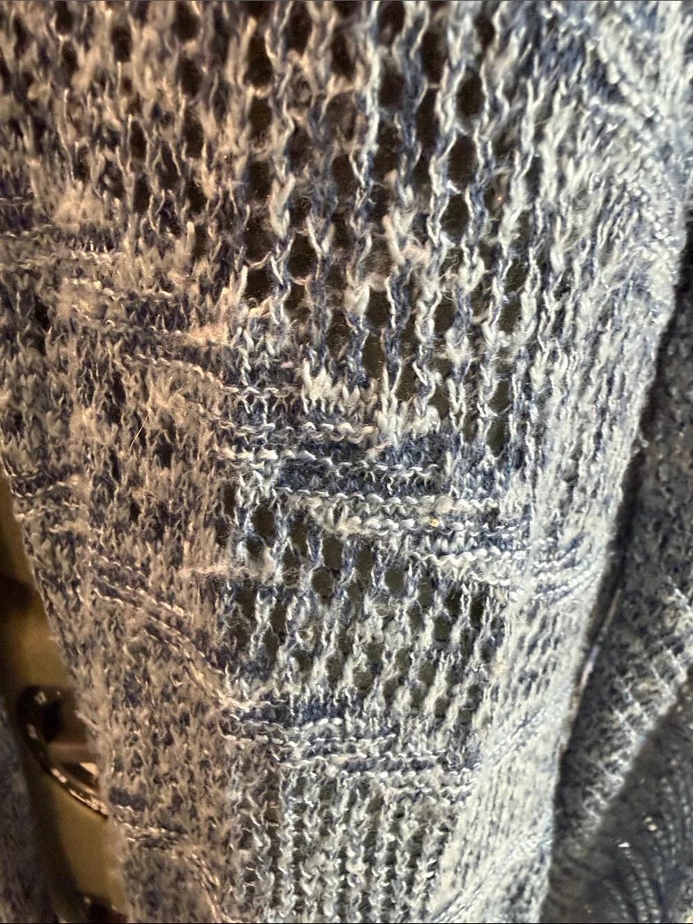 Christopher & Banks Open-Front Blue/White Knit Cardigan